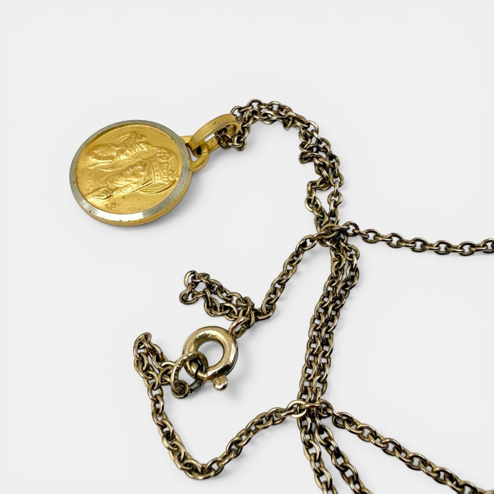 Vintage Gold Filled St Anne Necklace Catholic Medal 18 Inch Chain Religious Pend - Picture 3 of 8